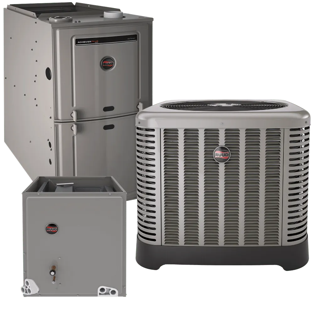 Ruud air conditioning system and coil — equipment installed by TVAC in Benson Arizona